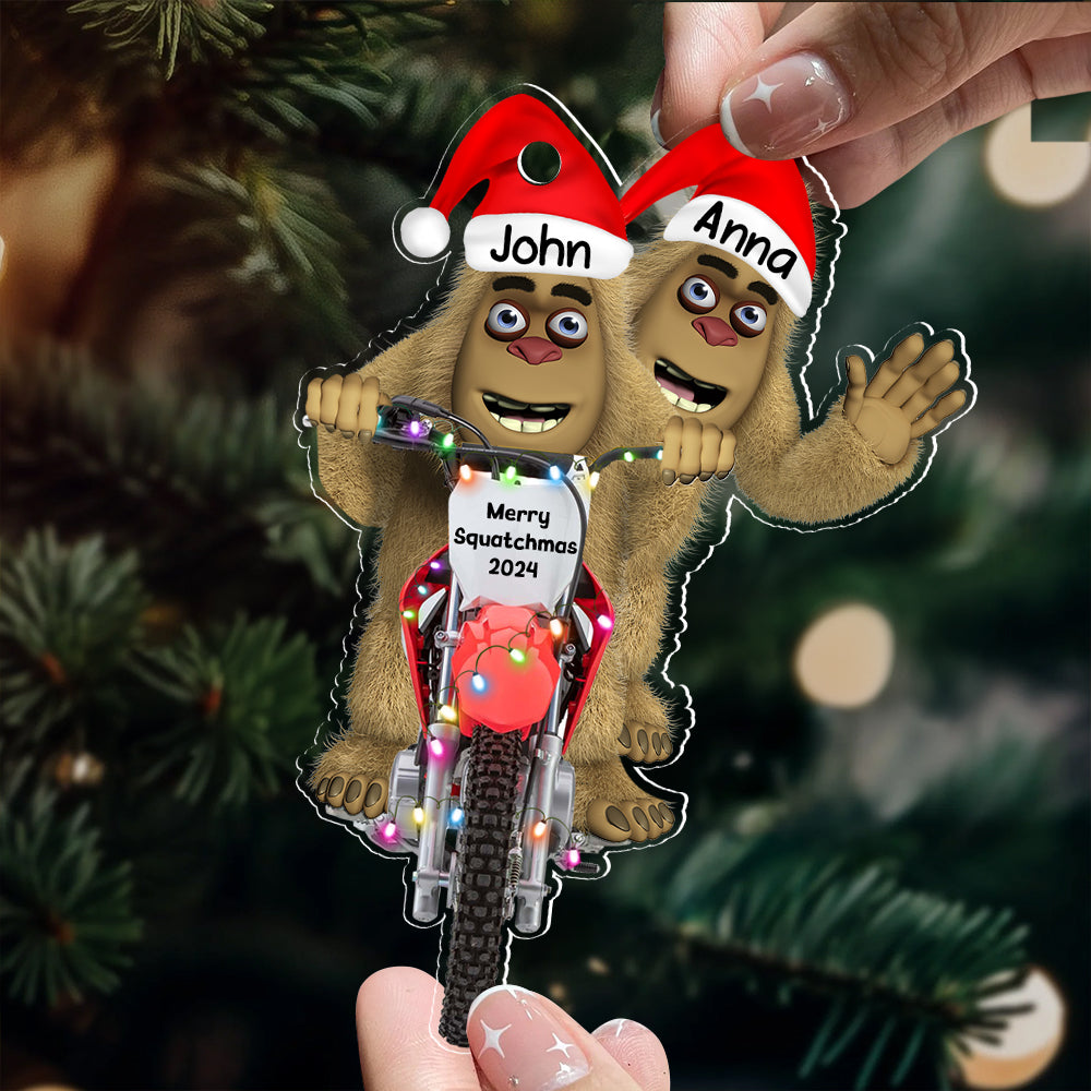 Alternative view of Personalized Gifts For Motocross Rider Christmas Ornament, Happy Bigfoot 02qhdt140924