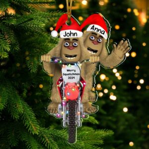 Personalized Gifts For Motocross Rider Christmas Ornament, Happy Bigfoot 02qhdt140924