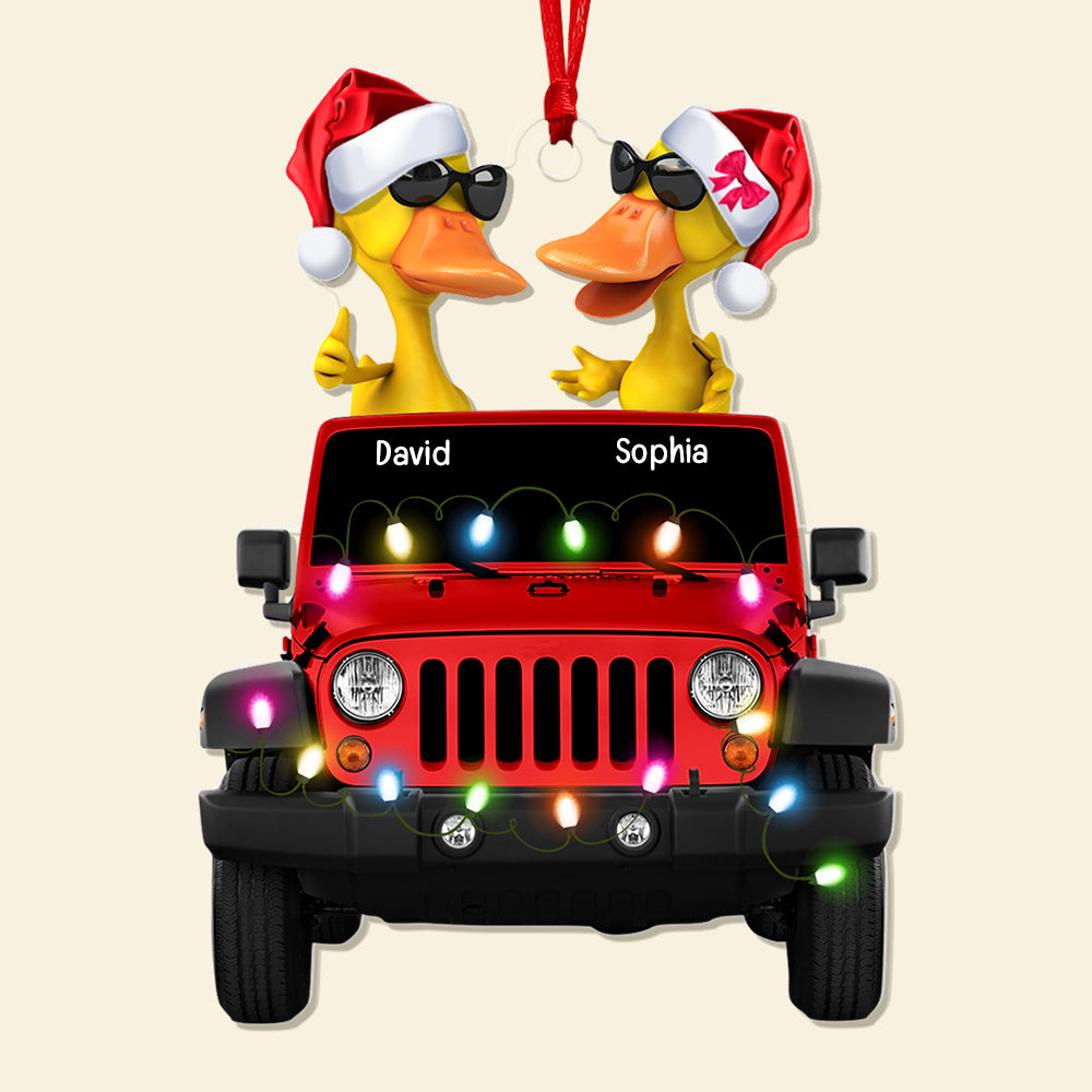 Personalized Gifts For Off-road Car Lovers Family And Couple Christmas Duck Ornament 02qhqn011022 - Image 3