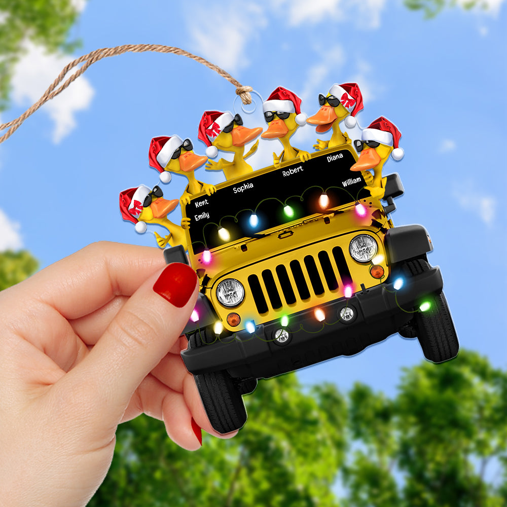Personalized Gifts For Off-road Car Lovers Family And Couple Christmas Duck Ornament 02qhqn011022