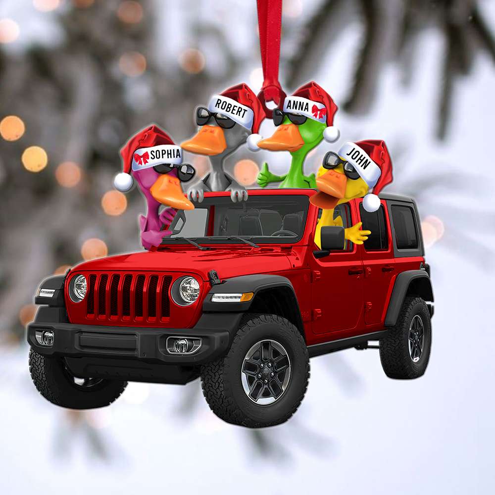 Personalized Gifts For Off-road Lovers, Fun Family Duck Christmas Ornament - Image 6