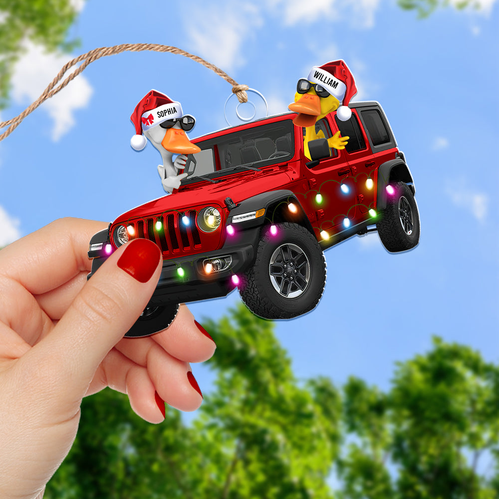 Personalized Gifts For Off-road Lovers, Fun Family Duck Christmas Ornament