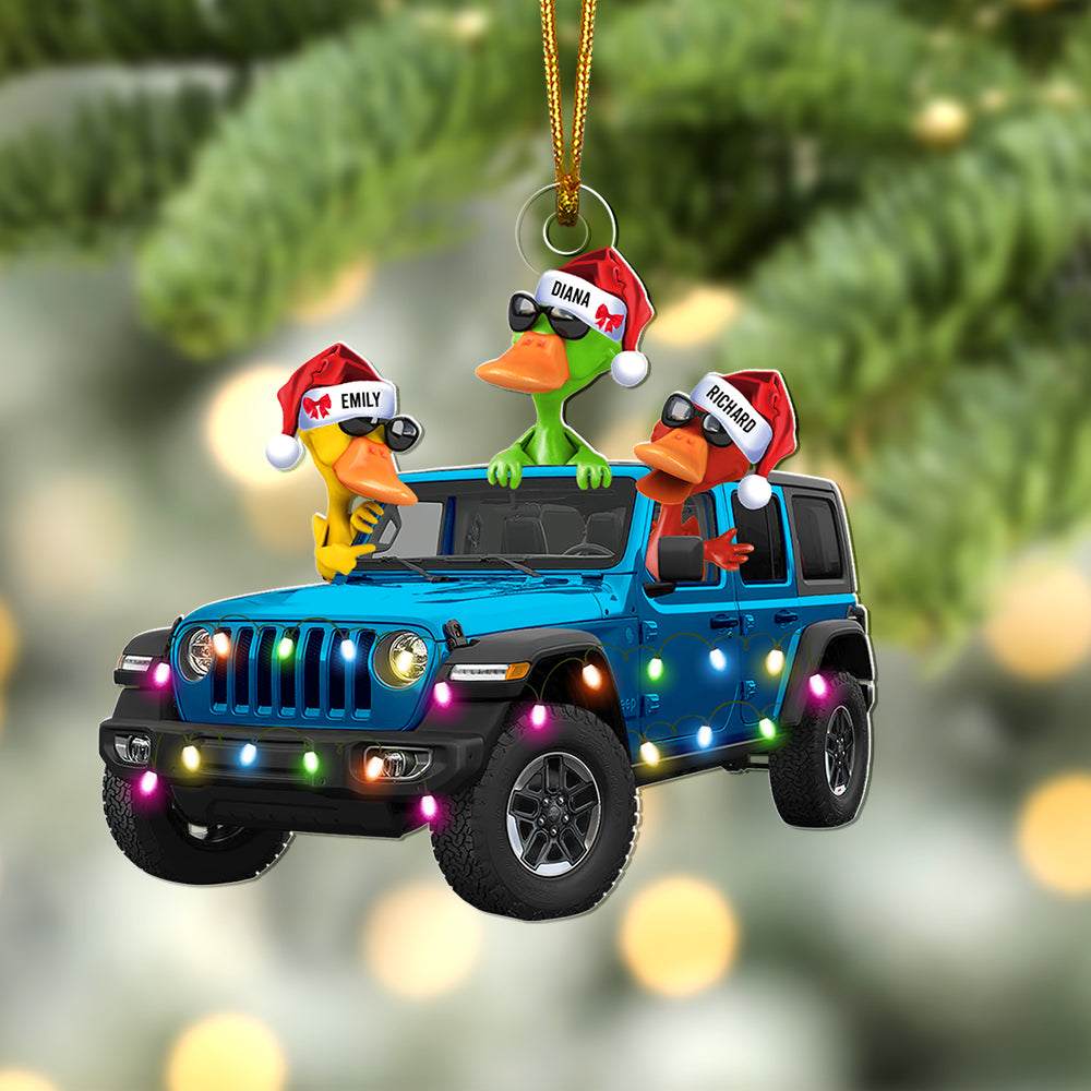 Personalized Gifts For Off-road Lovers, Fun Family Duck Christmas Ornament - Image 3