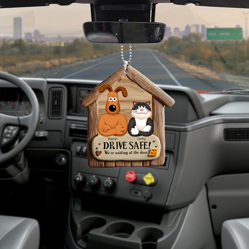 Alternative view of Personalized Gifts For Pet Lovers Car Ornament, We're Waiting At The Door 07tgqn190225pa