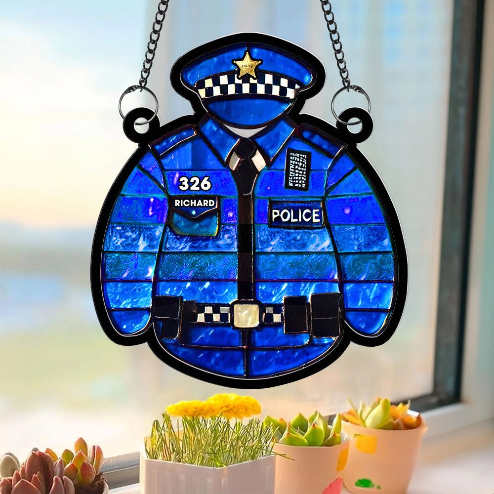 Personalized Gifts For Police Suncatcher Ornament Police Uniform 01OHQN301224
