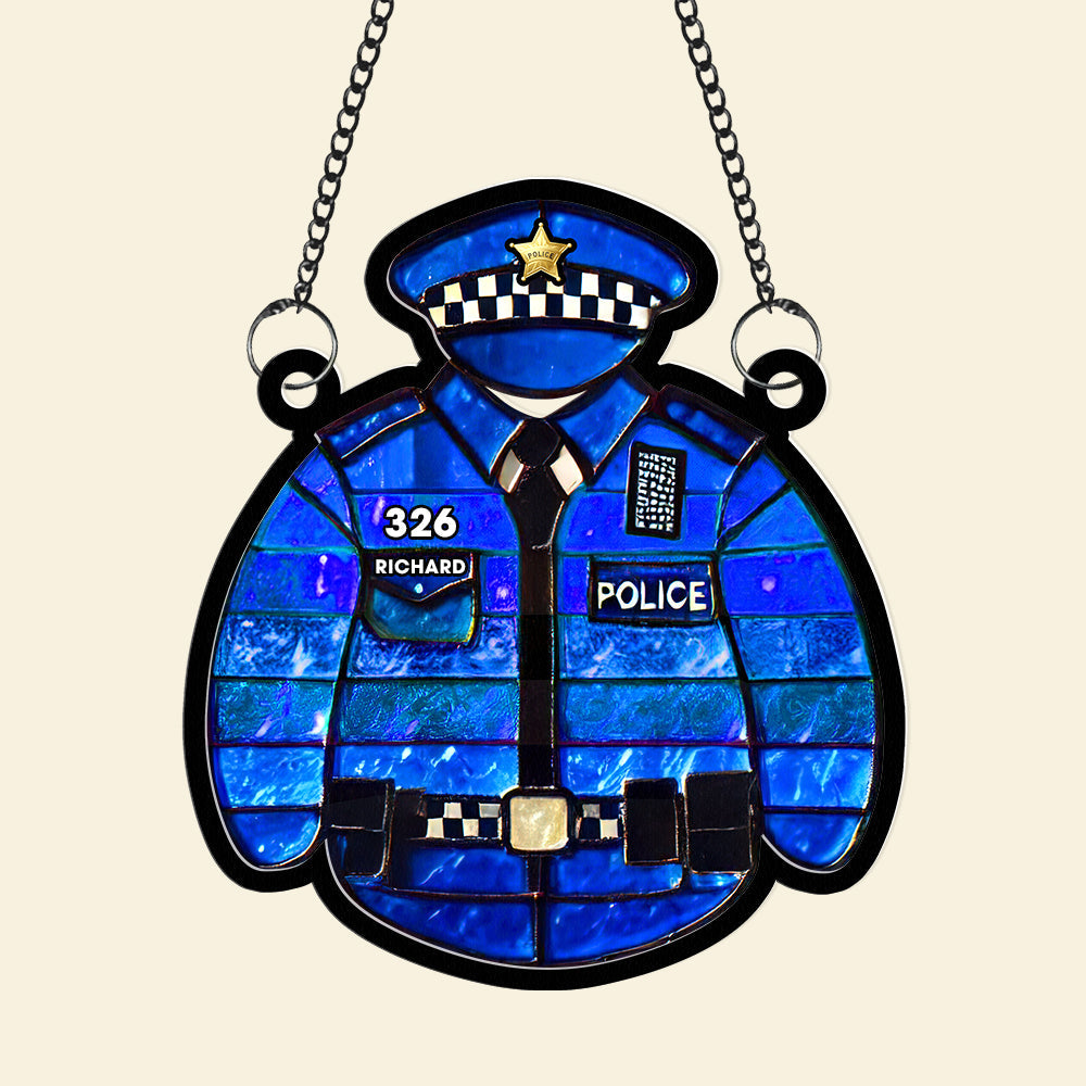 Personalized Gifts For Police Suncatcher Ornament Police Uniform 01OHQN301224 - Image 4