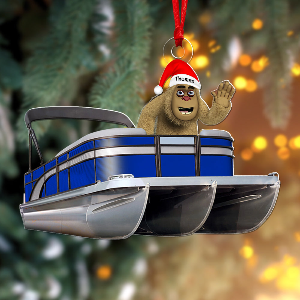 Alternative view of Personalized Gifts For Pontoon Lovers Christmas Ornament, Happy Bigfoot 08qhqn140924