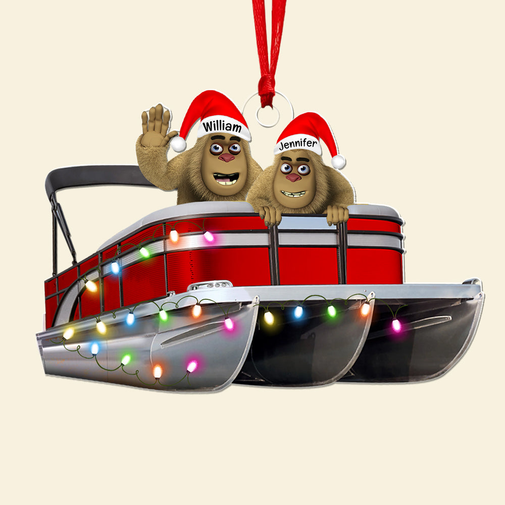 Personalized Gifts For Pontoon Lovers Christmas Ornament, Happy Bigfoot 08qhqn140924 - Image 3
