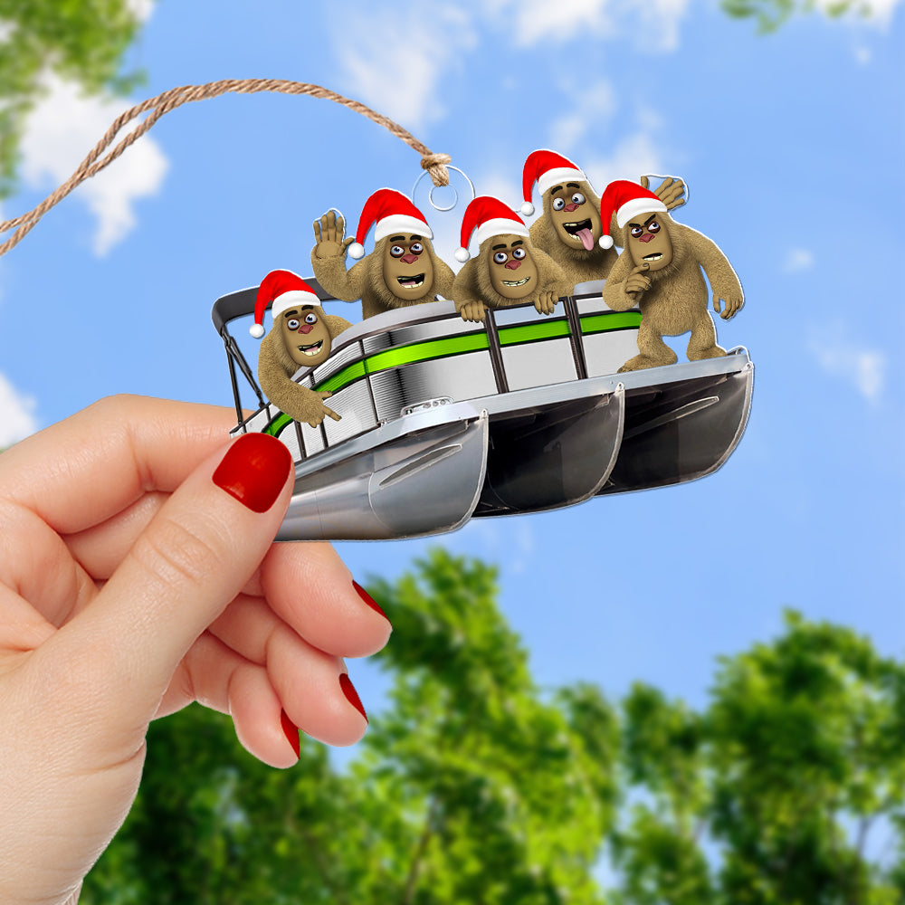 Personalized Gifts For Pontoon Lovers Christmas Ornament, Happy Bigfoot 08qhqn140924 - Image 4