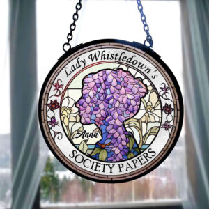 Personalized Gifts For Regency Romance Novel Fan Suncatcher, Wisteria Lady Stained Glass 05QHTI280824