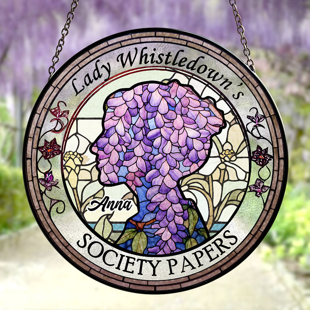 Alternative view of Personalized Gifts For Regency Romance Novel Fan Suncatcher, Wisteria Lady Stained Glass 05QHTI280824
