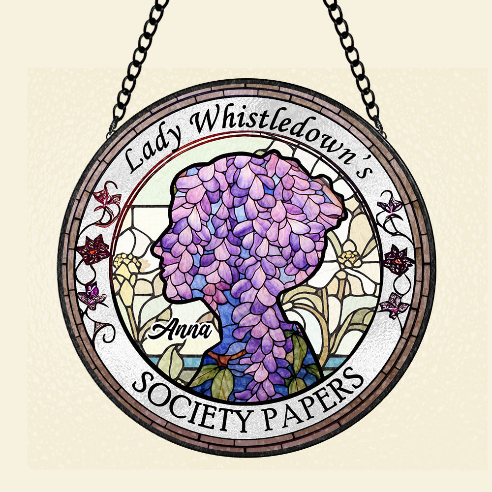 Personalized Gifts For Regency Romance Novel Fan Suncatcher, Wisteria Lady Stained Glass 05QHTI280824 - Image 3