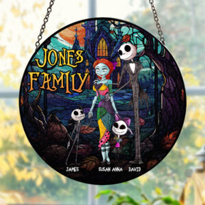 Personalized Gifts For Scary Family Suncatcher Ornament 06NATI220824
