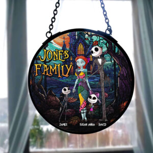Alternative view of Personalized Gifts For Scary Family Suncatcher Ornament 06NATI220824