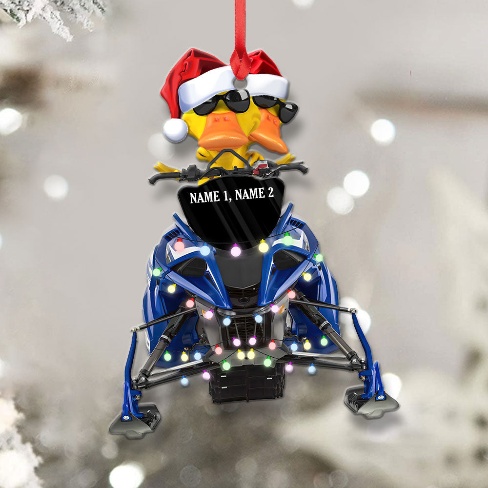 Personalized Gifts For Snowmobile Rider Ornament, Christmas Duck Riding Snowmobile 03qhqn0410