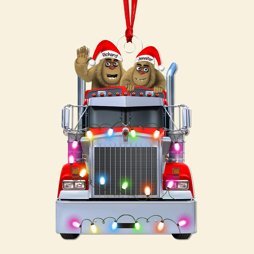 Personalized Gifts For Truckers Christmas Ornament, Happy Bigfoot 03QHQN160924 - Image 3