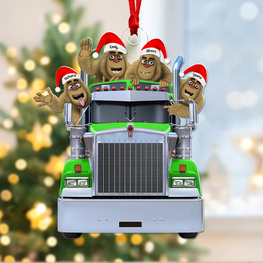 Personalized Gifts For Truckers Christmas Ornament, Happy Bigfoot 03QHQN160924 - Image 4