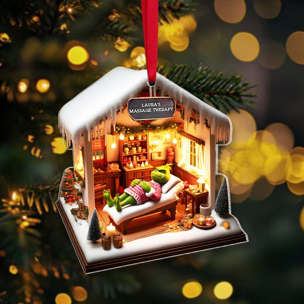 Alternative view of Personalized Gifts Massage Therapy Green Monster Acrylic Ornament 043TGMH141124