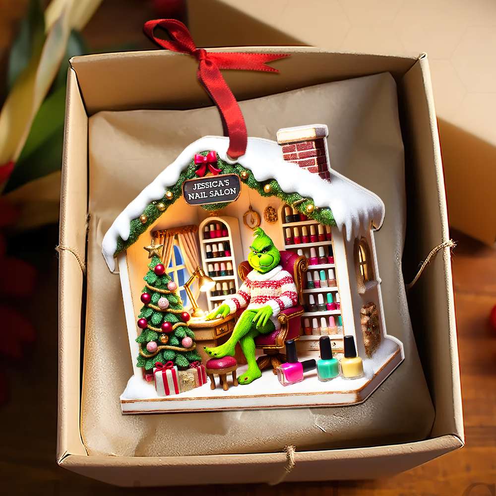 Alternative view of Personalized Gifts Nail Salon Green Monster Acrylic Ornament 044TGMH141124