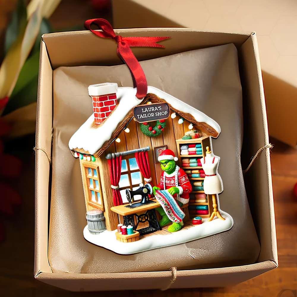 Alternative view of Personalized Gifts Tailor Shop Green Monster Acrylic Ornament 046TGMH141124