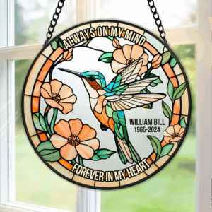 Alternative view of Personalized Heaven Hummingbird Suncatcher, In Loving Memory Of The Lost Loved One 03qhpu280225