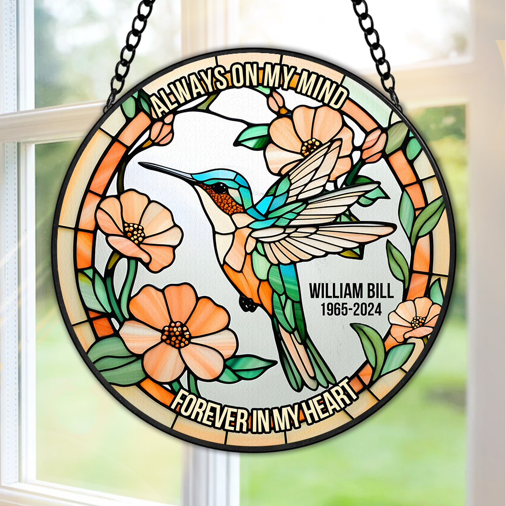 Alternative view of Personalized Heaven Hummingbird Suncatcher, In Loving Memory Of The Lost Loved One 03qhpu280225