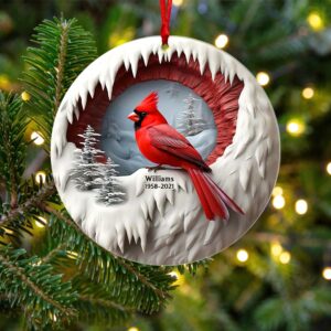 Personalized Memorial Gift for Family Members Acrylic Ornament, Cardinal Bird 01kaqn050924