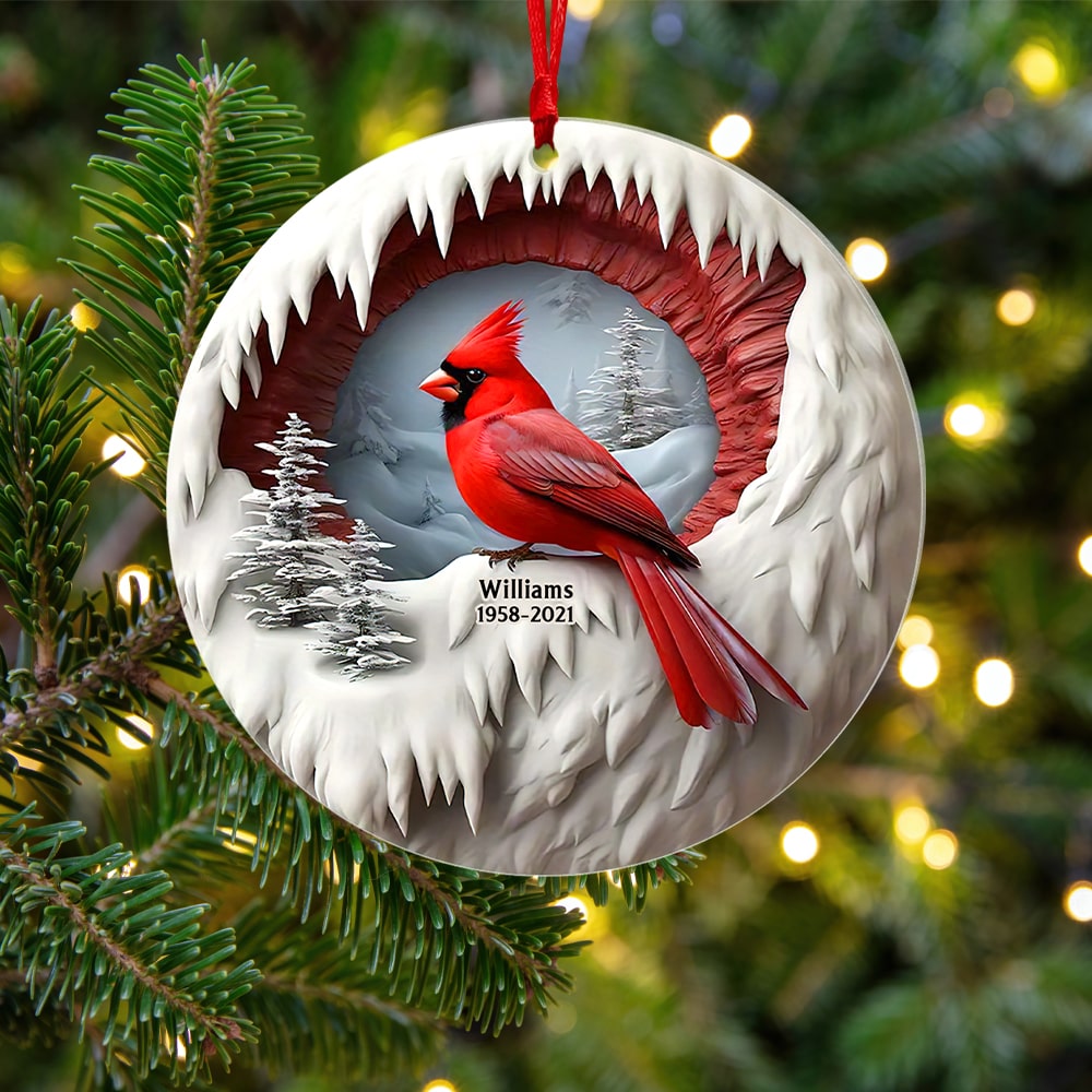 Personalized Memorial Gift for Family Members Acrylic Ornament, Cardinal Bird 01kaqn050924