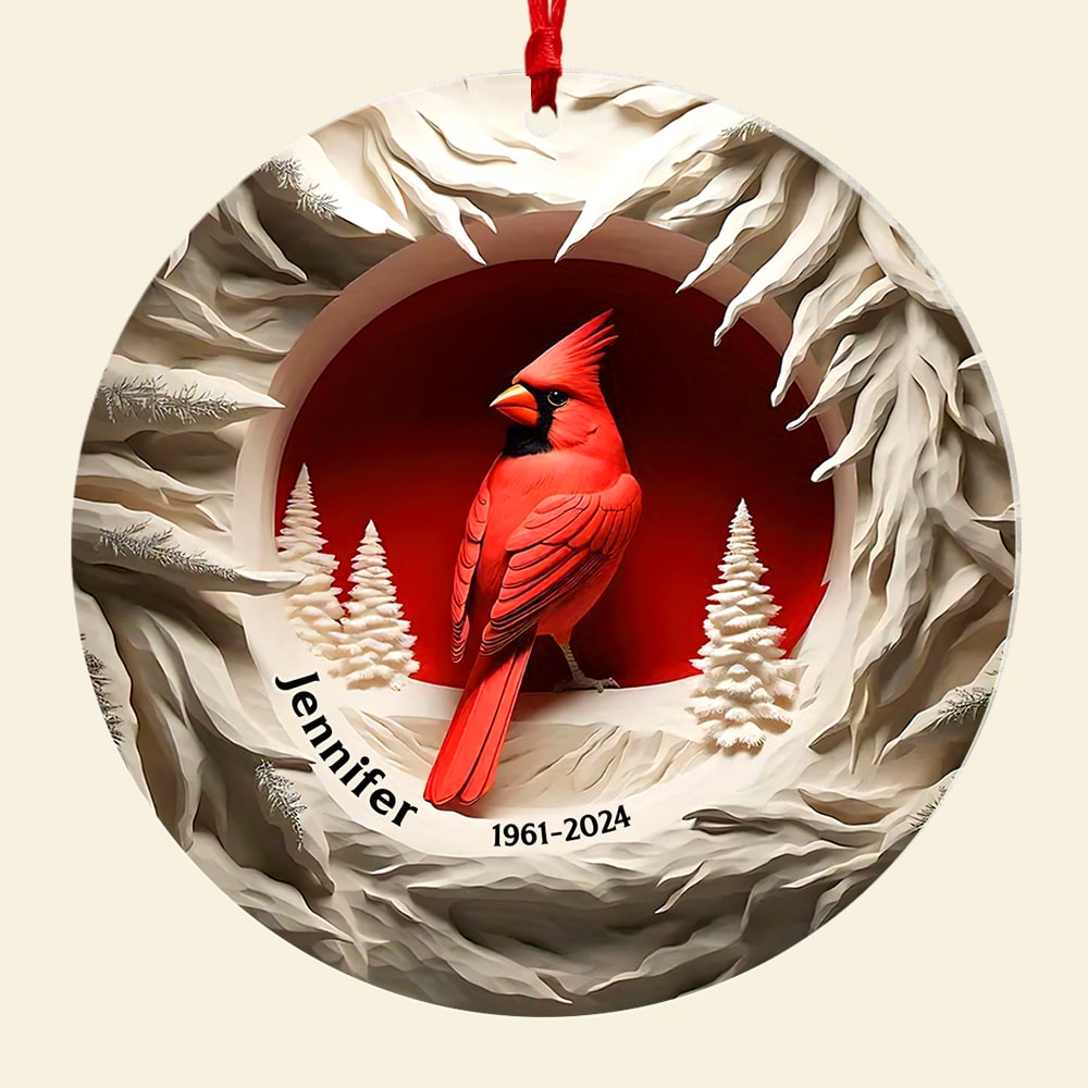 Personalized Memorial Gift for Family Members Acrylic Ornament, Cardinal Bird 01kaqn050924 - Image 6