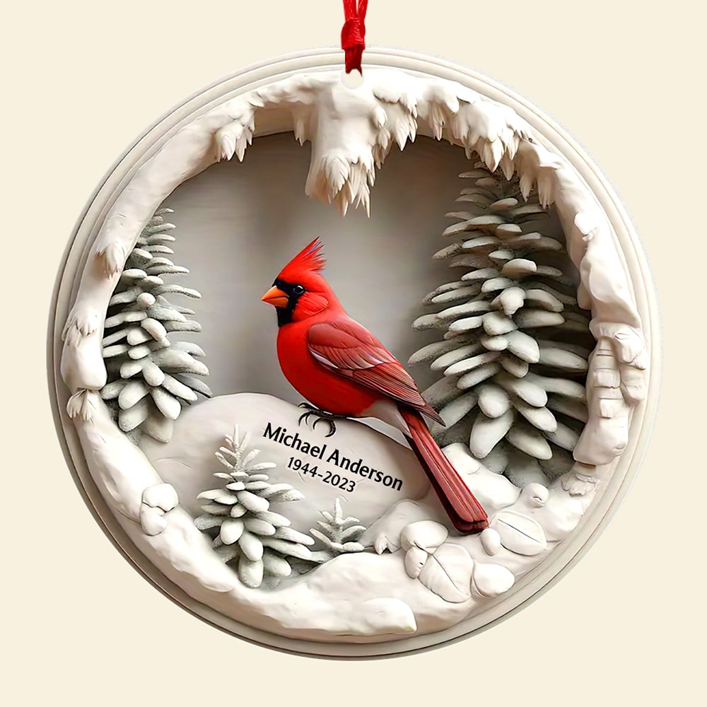 Personalized Memorial Gift for Family Members Acrylic Ornament, Cardinal Bird 01kaqn050924 - Image 4