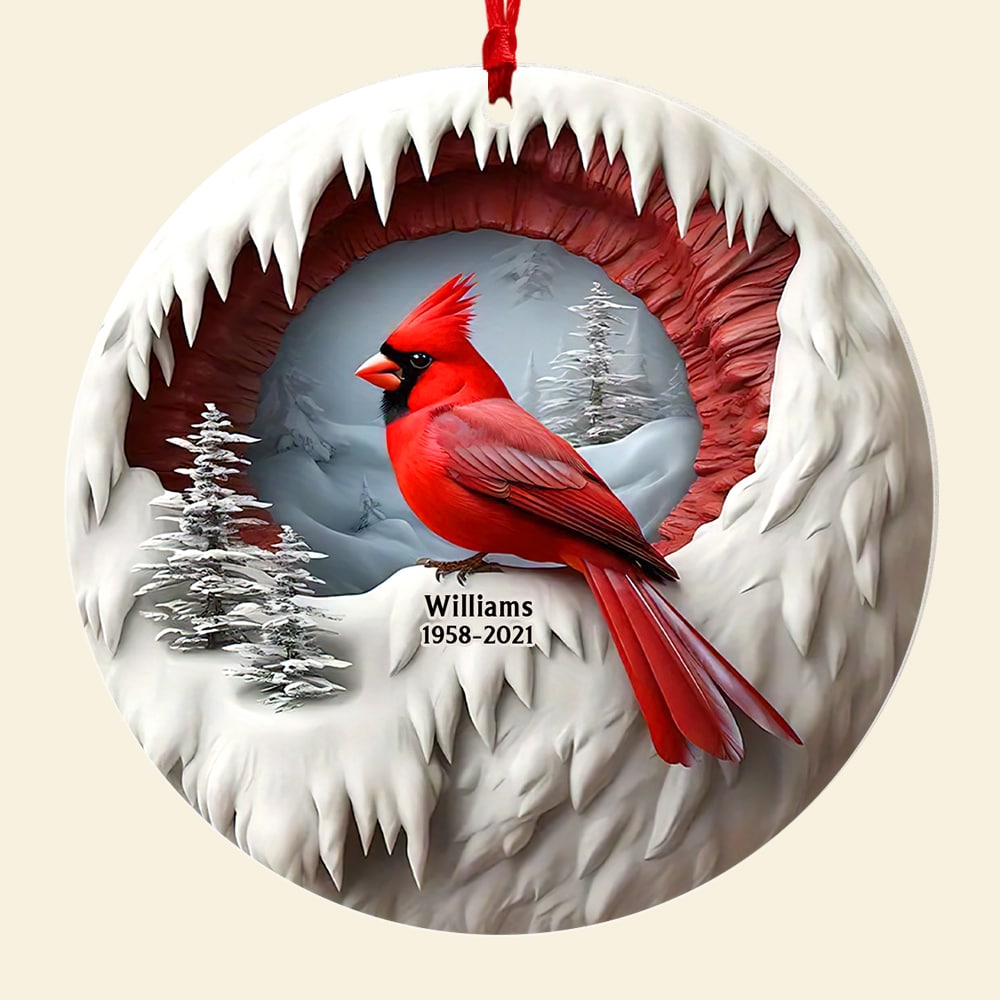 Personalized Memorial Gift for Family Members Acrylic Ornament, Cardinal Bird 01kaqn050924 - Image 5