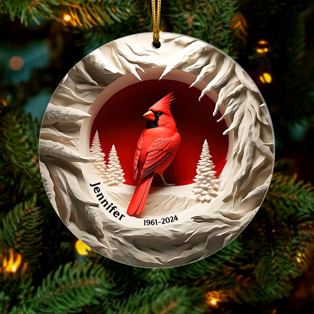 Personalized Memorial Gift for Family Members Acrylic Ornament, Cardinal Bird 01kaqn050924 - Image 3