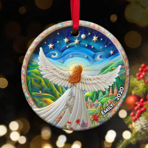 Personalized Memorial Gifts For Family Ceramic Christmas Ornament 03hupu210824 Angel Wings Girl