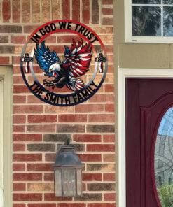 Alternative view of Personalized Name In God We Trust Patriotic Eagle Metal Sign
