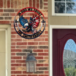 Alternative view of Personalized Name In God We Trust Patriotic Eagle Metal Sign LM32 897267