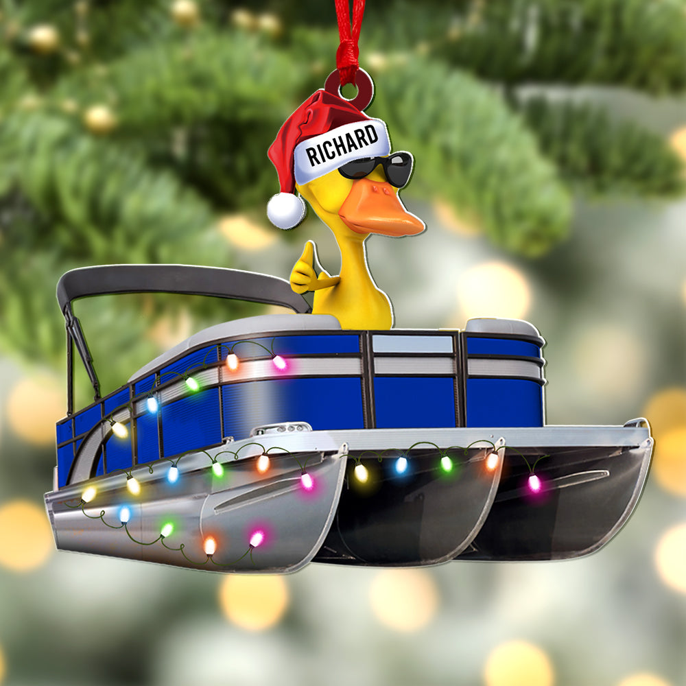 Alternative view of Personalized Pontoon Family Duck Christmas Ornament 07qhqn051021 PDO151124
