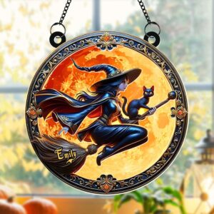 Alternative view of Personalized Round Shaped Home Decor Witch Sun Catcher 01HUTI210824 3D Halloween Wicked Witch