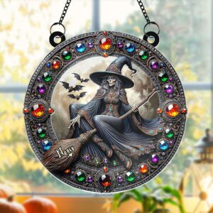 Personalized Round Shaped Home Decor Witch Sun Catcher 01HUTI210824 3D Halloween Wicked Witch