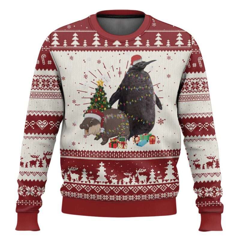 Pesto and Moo Deng Friendship Ugly Christmas Sweater