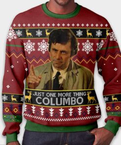 Alternative view of Peter Falk Just One More Thing Columbo Christmas Ugly Sweater