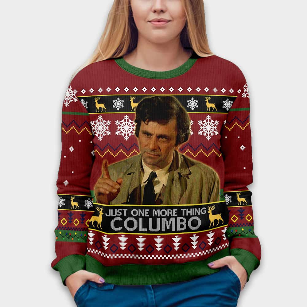 Peter Falk Just One More Thing Columbo Christmas Ugly Sweater - Image 3