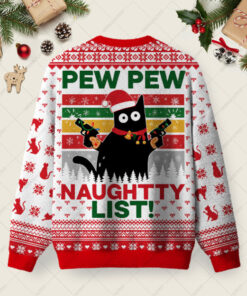 Alternative view of Pew Pew Naughty List Ugly Christmas Fuzzy Fleece Sweatshirt