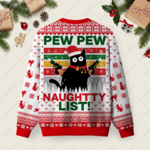 Alternative view of Pew Pew Naughty List Ugly Christmas Fuzzy Fleece Sweatshirt