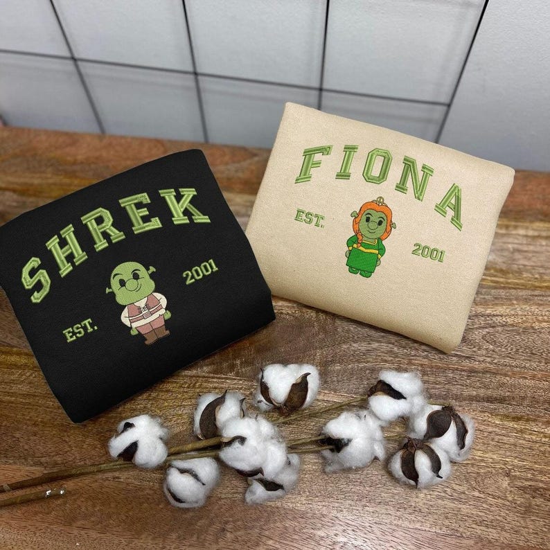 Shrek and Fiona Sweatshirt, Cartoon Couple Sweatshirt, EST 2001, Green and Black Sweatshirt, Shrek Lover Gift, Fiona Shrek Top