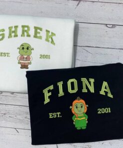 Alternative view of Shrek and Fiona Sweatshirt, Cartoon Couple Sweatshirt, EST 2001, Green and Black Sweatshirt, Shrek Lover Gift, Fiona Shrek Top