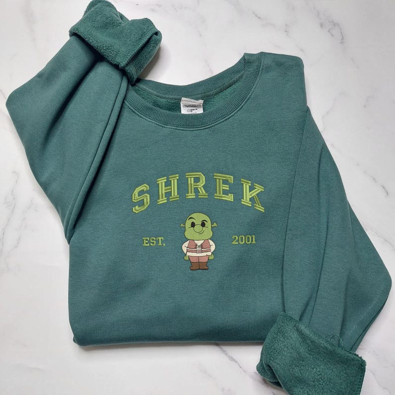 Shrek and Fiona Sweatshirt, Cartoon Couple Sweatshirt, EST 2001, Green and Black Sweatshirt, Shrek Lover Gift, Fiona Shrek Top - Image 3