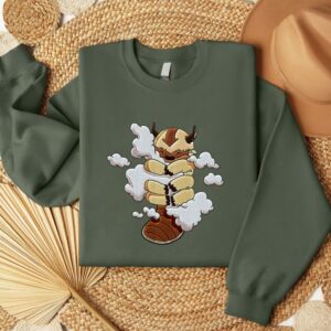 Yipyip hugging clouds Embroidered Sweatshirt, Cartoon Character Embroidered Shirt, Embroidered Cute Shirt