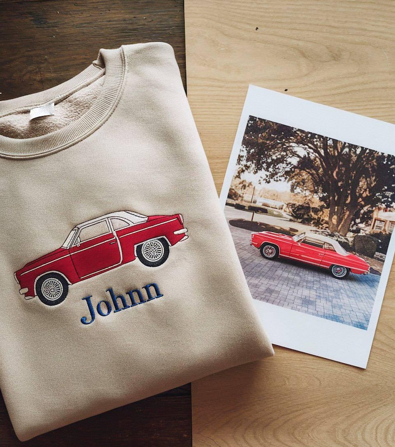 Car Photo Embroidered, Custom Embroidered Car Sweatshirt, Custom Car Guy Gift, Dad Gift, Custom Sweatshirt, Gift for him, Car Lover Gift - Image 3