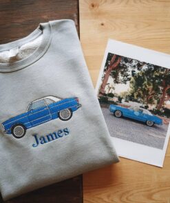 Alternative view of Car Photo Embroidered, Custom Embroidered Car Sweatshirt, Custom Car Guy Gift, Dad Gift, Custom Sweatshirt, Gift for him, Car Lover Gift