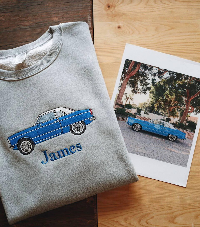 Car Photo Embroidered, Custom Embroidered Car Sweatshirt, Custom Car Guy Gift, Dad Gift, Custom Sweatshirt, Gift for him, Car Lover Gift - Image 2